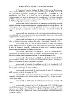 Resolução MS/CNS nº 588, de 12 de julho de 2018