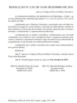 Resolução nº 1138, de 16 de Dezembro de 2016